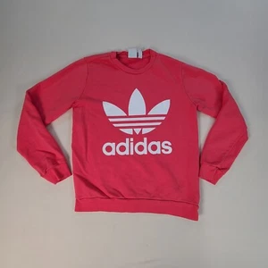 Adidas Girls Sweater Youth Large Pink Trefoil Pullover Sweatshirt Long Sleeve - Picture 1 of 9