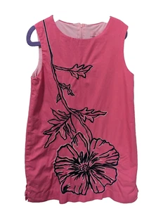 Lilly Pulitzer Girls Dress 6 Pink Navy Floral Embroidered Shift Sleeveless - Picture 1 of 9