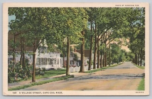 A Village Street Cape Cod Massachusetts Linen Postcard c1937 - Picture 1 of 2