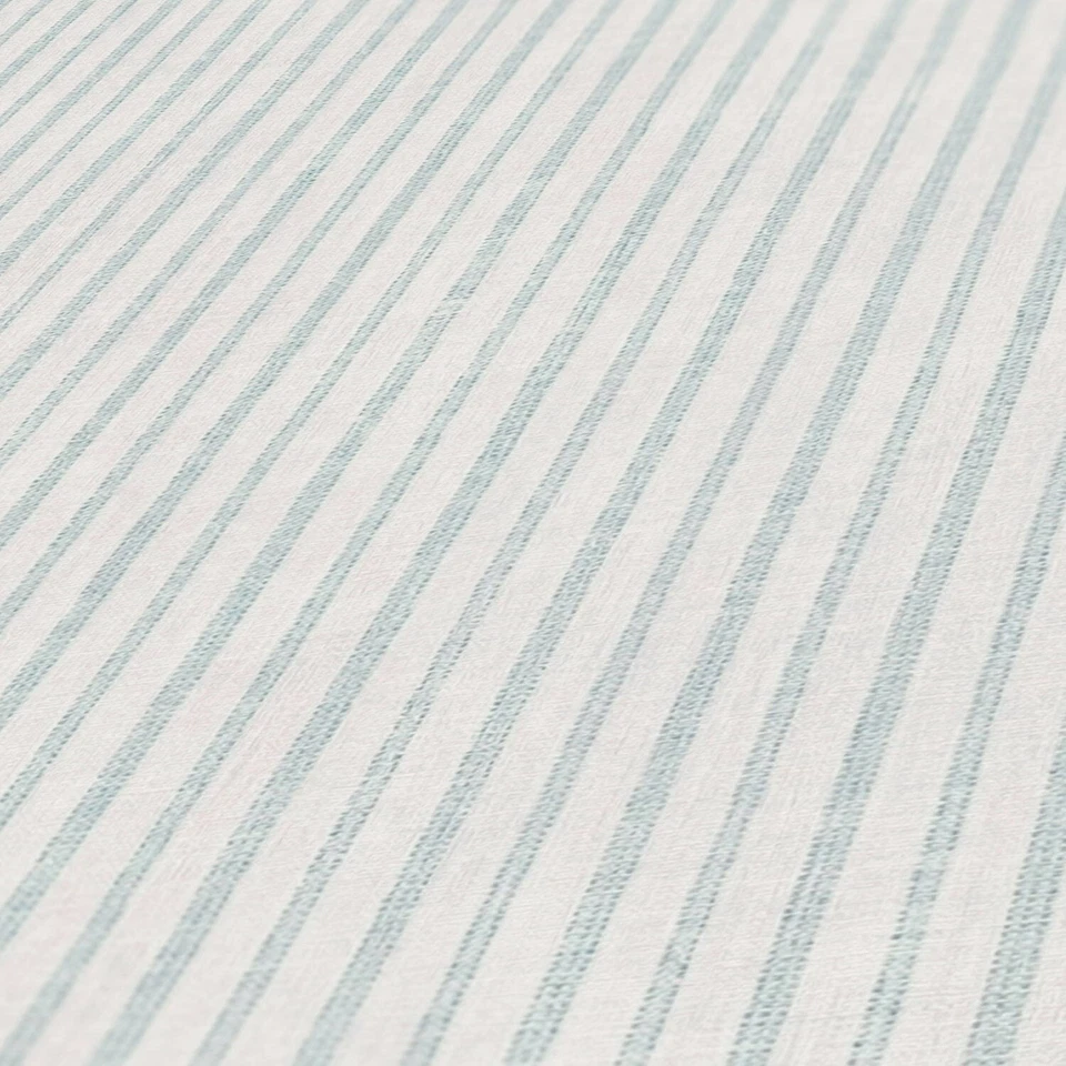 Papel Pintado No Tejido Crema Blanco Azul Rayas Fino Lino Look 39076-4 (4,52£/1m²) Foto 1 de 1