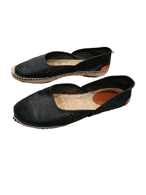 Sapato RAG & BONE Feminino Couro Preto Camurça Espadrille 8/38 Perfurado  - Imagem 1 de 4