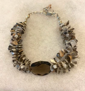 Sajen Smokey Quartz & Moonstone Chip Bracelet 7 1/2 In. Long with Extender - Picture 1 of 8