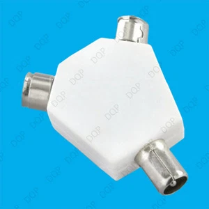 1x Coaxial 2 Way Aerial Cable Y Splitter TV/FM Freeview Male to 2x Female Coax - Picture 1 of 1
