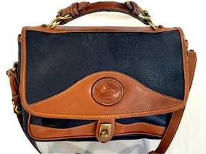Vintage Dooney & Bourke Marineblau Allwetter Leder Crossbody Schultertasche - Bild 1 von 11