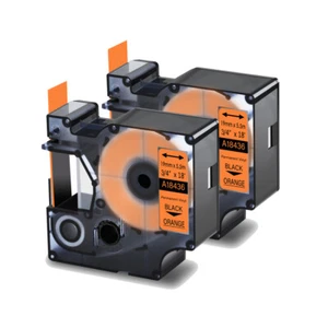 Etiqueta permanente de 19 mm 2PK 18436 negro sobre naranja para Dymo Rhino 4200 5000 - Imagen 1 de 10