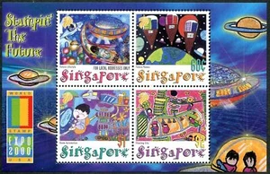 Singapore 946a sheet, MNH. World Stamp EXPO London-2000. Children's drawings. - Picture 1 of 1