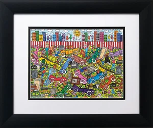James Rizzi "You Don't Have to Pay to Play" CUSTOM FRAMED POP ART Junkyard car - Picture 1 of 3