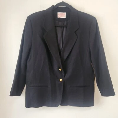 Jaqueta Blazer Preta Vintage Pendleton 100% Lã Virgem Feita nos EUA Feminina 14 - Imagem 1 de 4