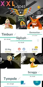 Darmanitan, Scraggy, Tympole, Sigilyph with background | Pokemon Trade Go ✨ - Picture 1 of 9