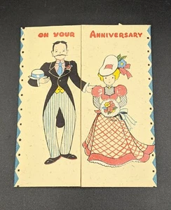 Vintage Happy Anniversary Greeting Card Pop Up Wallace Brown Old Fashioned Wish - Picture 1 of 6