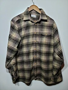 Hathaway Plaid Polyester/Wool Shirt Vintage Button Up Size Large - Picture 1 of 5
