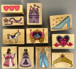 Wooden Rubber Stamp Lot Cinderella African American Princess Stamping Crafts - Picture 1 of 5