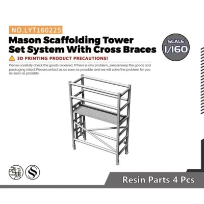 1/160 N Scale Mason Scaffolding Tower Set System With Cross Braces 4pcs - Image 1 of 4