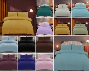 100% EGYPTIAN COTTON MIX SEERSUCKER DUVET COVER BEDDING SET & PILLOW CASE SET - Picture 1 of 29