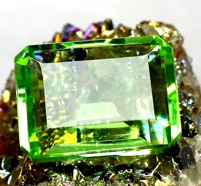 AAA+ 96.80 Ct. Large Green Peridot Emerald Shape Ring & Pendant Loose Gemstone - Image 1 of 4