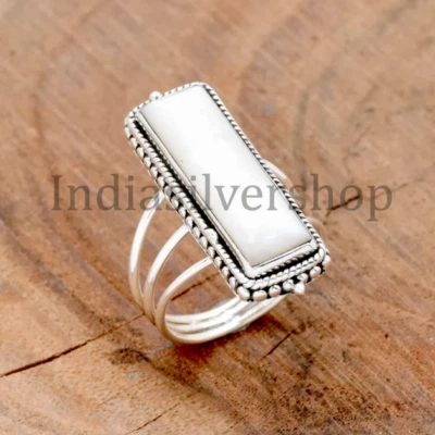 Anillo madreperla anillo baguette anillo plata esterlina 925 anillo fregona anillo para ella Foto 1 de 4