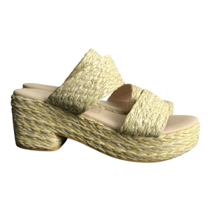BEACH Seaview by Malia Beachwear Women 10 Raffia Platform Slide Sandals Coastal - Picture 1 of 8
