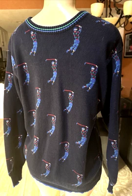 Suéter de golf de colección Neiman Marcus para hombre tejido L abuelo azul suéter dg2 Foto 1 de 4