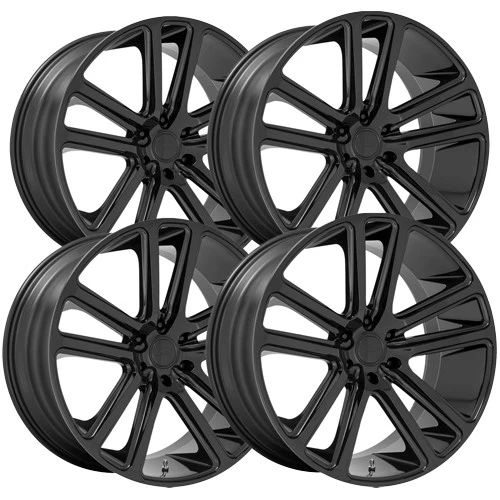 (Set of 4) Dub S256 Flex 24x10 5x115 +20mm Gloss Black Wheels Rims 24" Inch - Image 1 of 4