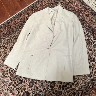 Blazer Baldanza Beige 100% Seda, Mujer Talla M, Sh-sh 17 In, Busto 44, 2 Bolsillos,  Foto 1 de 4