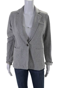 Blazer gris claro con un botón de manga larga estampado Chevron de algodón crudo para mujer talla S - Imagen 1 de 6