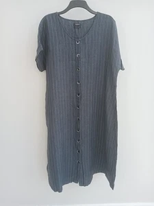 Women's Size 20 Linen Blend Midi Shirt Dress By Nicole Farhi Denim Blue - Picture 1 of 13