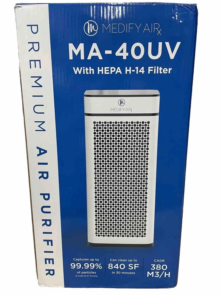 Filtro purificador de aire Medify MA-40-UV HEPA H14.  PAQUETE CON FILTRO ADICIONAL Foto 1 de 1