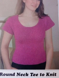Dovetail Designs Knitting Pattern ROUND NECK TEE T-shirt Sweater 1 piece Women - Picture 1 of 2