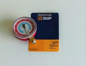 Yellow Jacket 49015 Red Manifold High Pressure Gauge 2 1/2" R22, R134a, R404A - Picture 1 of 8