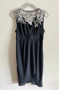 MEADOW RUE ANTHROPOLOGIE Women's Grey Tulip Hem Dress Embroidered Detail sz 8 - Picture 1 of 5