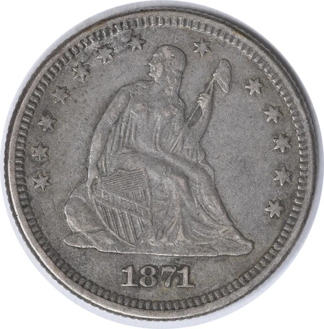 1871 Liberty Seated Quarter EF Uncertified #236 Cover