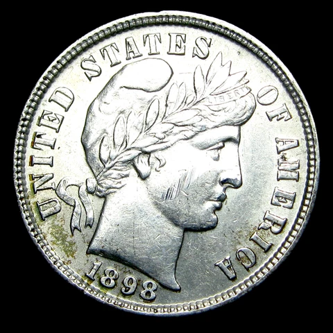 1898 Barber Dime Silver ---- Stunning Coin ---- #VF721 Cover