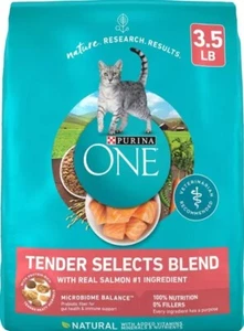 Purina ONE Natural Dry Cat Food,Tender Selects Blend With Real Salmon - 3.5 lb. - Picture 1 of 3