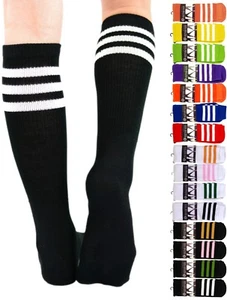 Calcetines Mato & Hash Cómodos Clásicos de Tubo de 3 Rayas HECHOS EN EE. UU. - Imagen 1 de 23