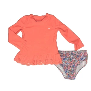 CARTER'S Baby Girl 12M Neon Orange Long Sleeve Rashguard Swim Set NWT - Picture 1 of 2