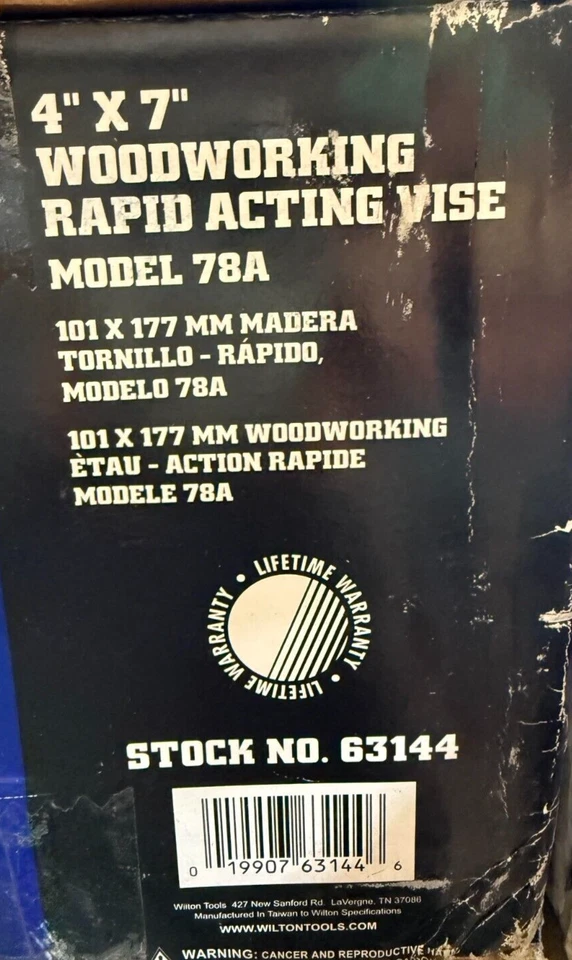 Wilton #63144, 4' X 7' ancho de mandíbula mandíbula 10', tornillo de banco de acción rápida para carpintería, 78A Foto 1 de 3