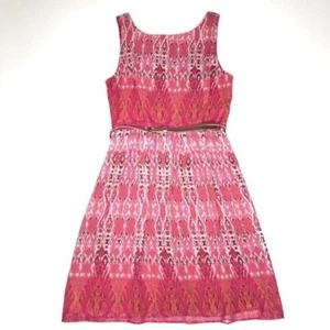 Belted Pink Summer Dress Size 4 Petite - Picture 1 of 8