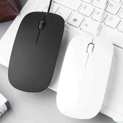 Original WIRED USB OPTICAL MOUSE SCROLL WHEEL FOR PC LAPTOP COMPUTER - White UK - Image 1 of 4