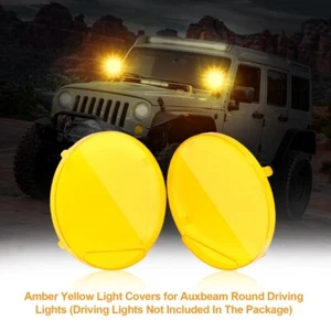 AUXBEAM 2PCS 9" Round LED Light Bar Driving Fog Light Amber Cover Shield - Picture 1 of 12