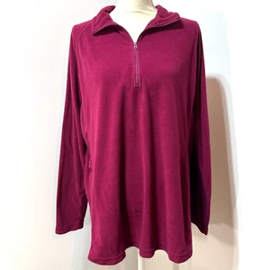 Woolrich Fleece Shirt Women 3XL Pull Over Sweatshirt Quarter Zip Pink Polyester - Picture 1 of 9