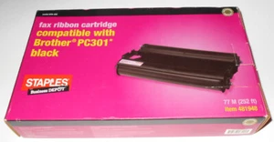 Cartucho de cinta de fax Staples negro compatible con Brother PC301 - NUEVO - Imagen 1 de 1
