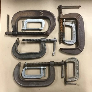 Vintage C Clamp Lot of 8 - Adjustable Armstrong JH Williams Brink & Cotton Etc.  - Picture 1 of 12