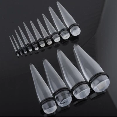 Taper Espansore Dilatatore Orecchio Acrilico Trasparente 1.2mm - 20mm - Immagine 1 di 4