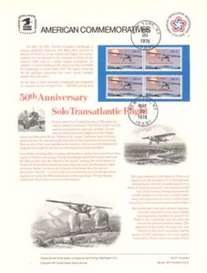 Panel conmemorativo #76 13c Lindbergh Flight #1710 con sello del primer aniversario PM - Imagen 1 de 1