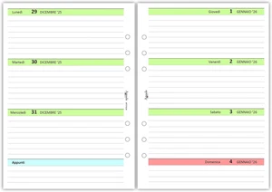 - Ricambio Agenda Organizer Settimanale GREEN 15X21Cm A5 90Gr 6Fori - 2026 - Foto 1 di 8
