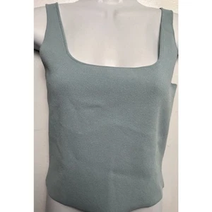 VINCE. Crop Tank Top Women M Stretch Essential Shell Sky Blue Scoop Neck - Picture 1 of 8