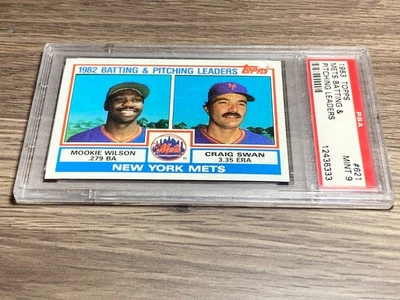 Tarjeta como nueva #621 Topps 1983 Topps PSA 9 de los New York Mets Leaders Mookie Wilson/Craig Swan 1983 Foto 1 de 2