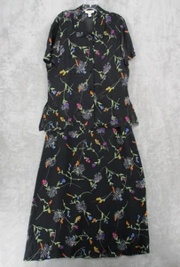 Vintage Talbots Jacket Dress 12 Floral Sheer Maxi Cottage Modest Bohemian Tie - Picture 1 of 16