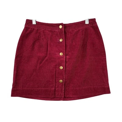 Old Navy Corduroy Mini Skirt Button Front Women's Red Wine Size 2 Casual - Image 1 of 4