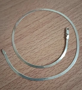 Vtg 925 Italian Italy Sterling Silver 3.5mm Herringbone Chain 18" long Necklace - Picture 1 of 6